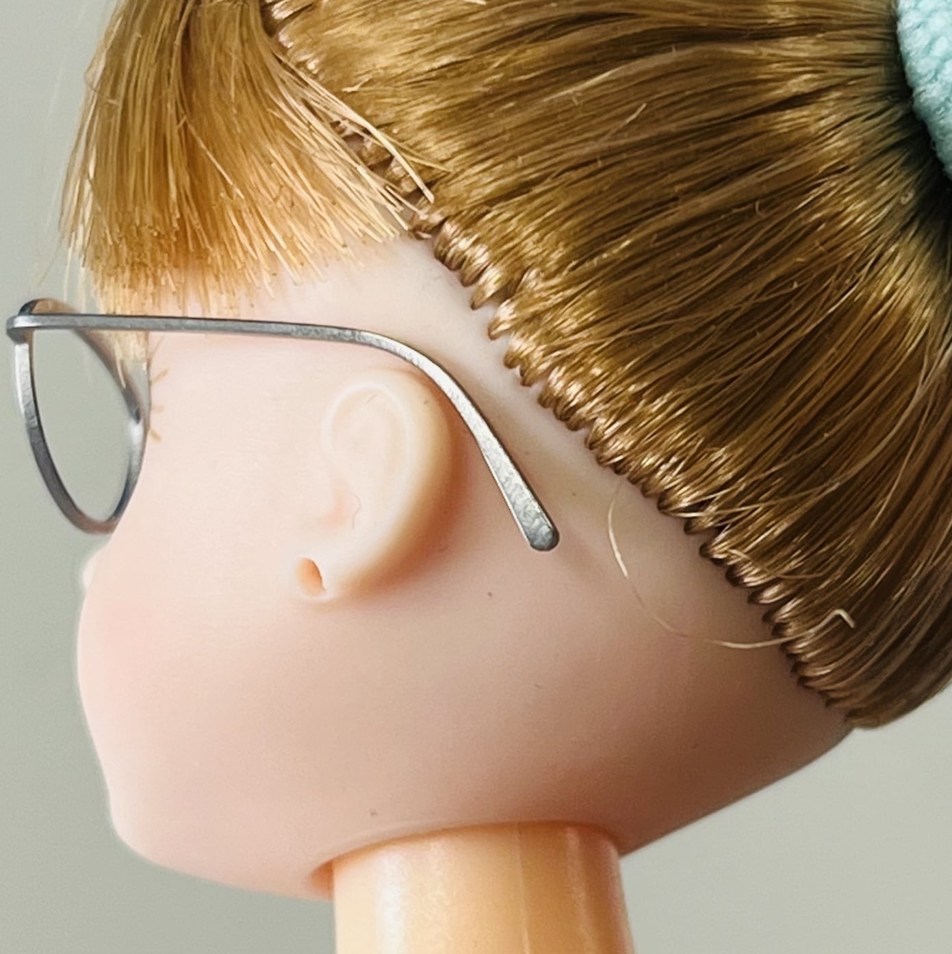 フォックスタイプ / 赤テンプル】チタン製 ドール用メガネ 眼鏡 1/6