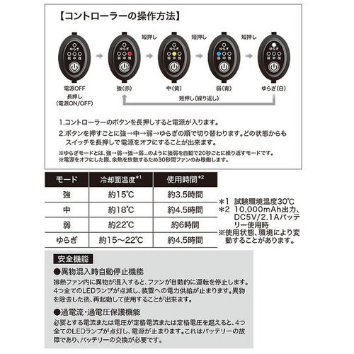 ジーベック XEBEC 33005 ペルチェコンプレッションセット(バッテリー付き) 90 クロ 男女兼用 春夏 冷却服 ペルチェ素子 3点冷却 モバイルバッテリー付き 作業着 作業服