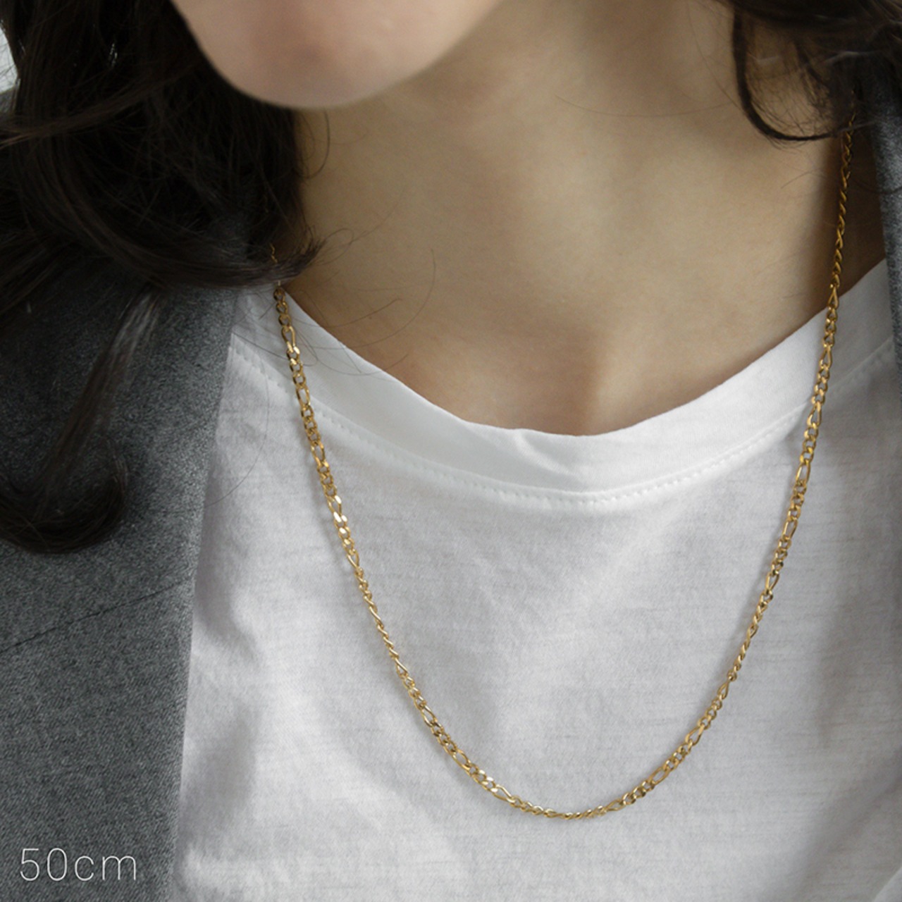 【ネコポス便】金属アレルギー対応の選べる長さとカラー！フィガロチェーンネックレス 2407