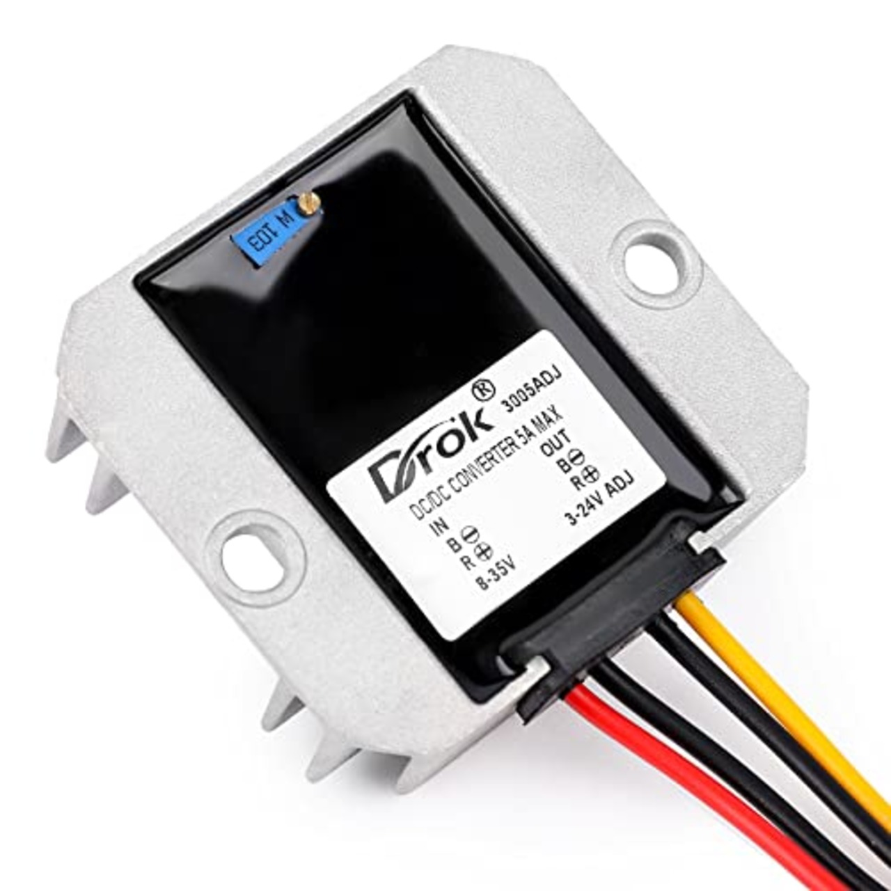 DROK 降圧コンバータ DC-DC 8-35vから3-24V 5A 可変降圧 電圧レギュレータ 防水同期 24V 12V 6V出力 可変VDCソリッド 耐久電源基板