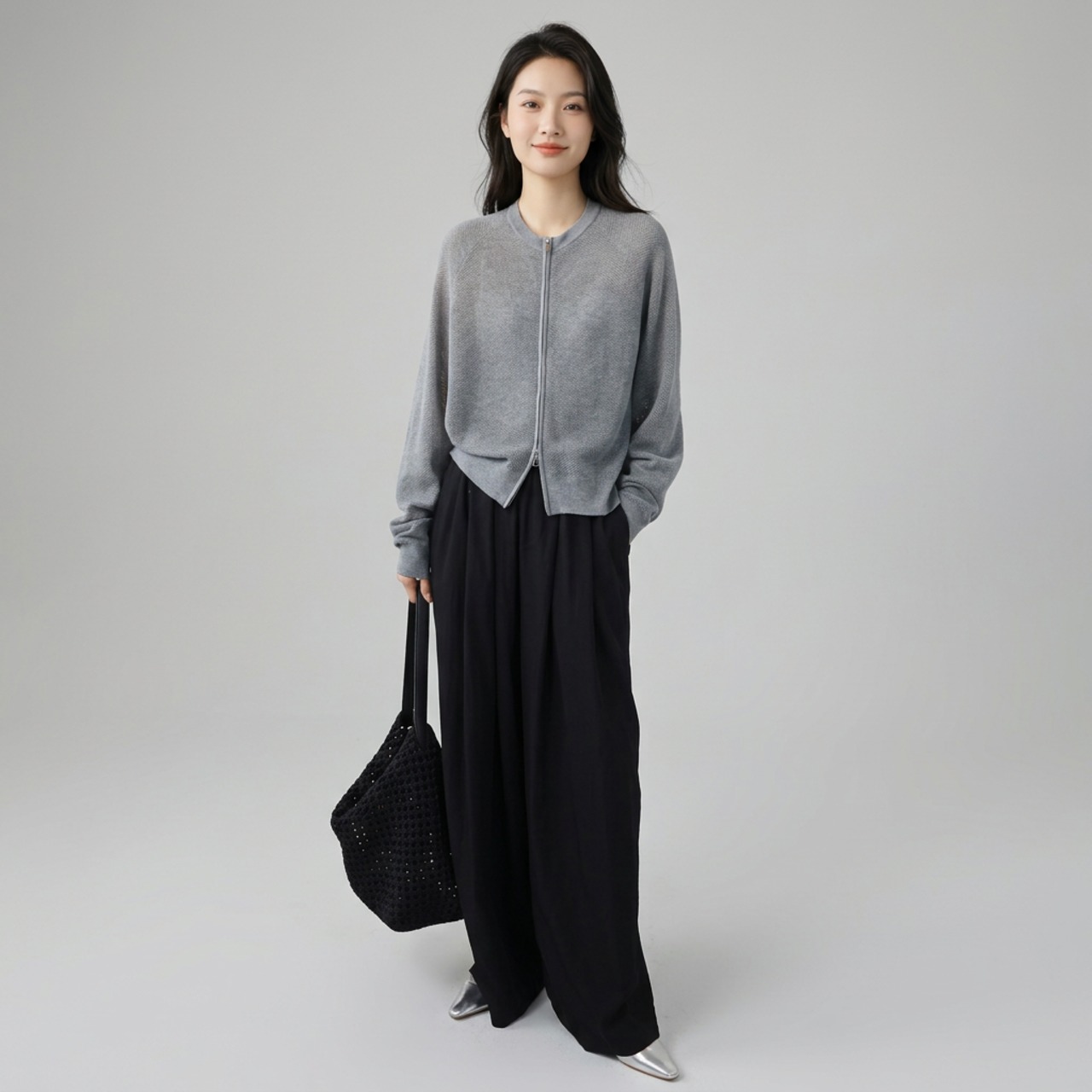 ジップアップ ニットカーディガン   4colors  26010・画像5