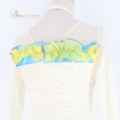 社交ダンス 衣装 ワンピース ドレス ホワイト系 グリーン系 イエロー系 日本製 白 アイボリー 緑 黄色 青 レース 軽い パーティドレス 発表会 パーティ Mサイズ レディース