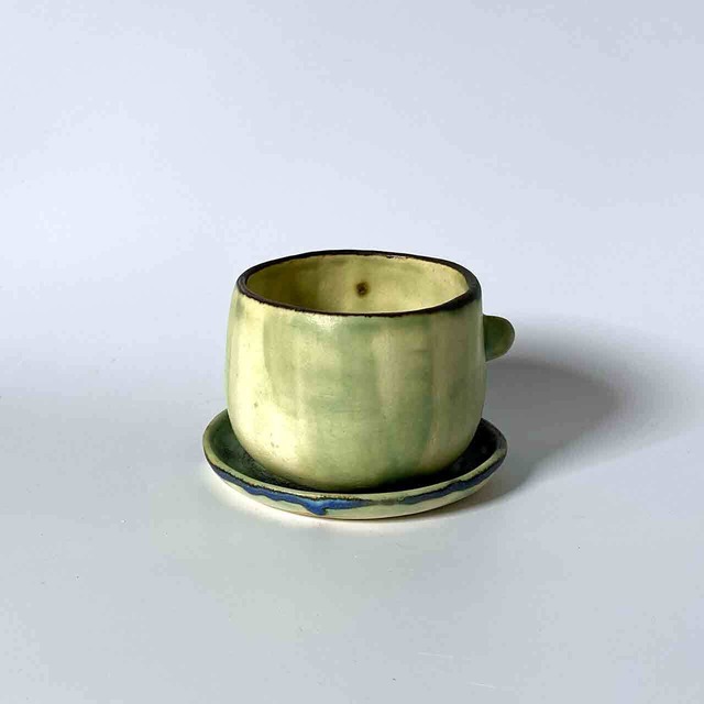 c0010 japots 第三弾元川知子の作品装飾付き小鉢皿セットカラー緑