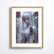 Cyberpunk Siren｜サイボーグヒロインが魅せる近未来アートポスター｜冷たい輝きと美が交差するスタイリッシュインテリアA2ポスター