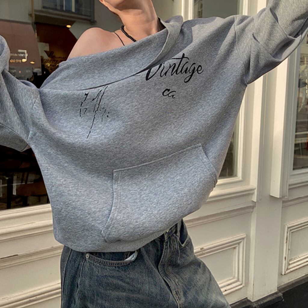 プリント入りビッグシルエットスウェット 00078