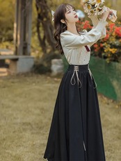 【0227】Vintage French Style Long Sleeve 2 Piece Set