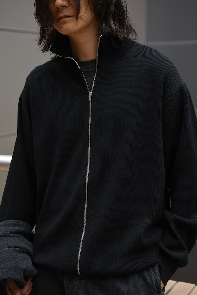 BATONER / HARD TWIST WOOL RIB DRIVERS KNIT (Black)