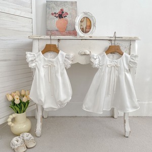 【姉妹服】夏新作　ホワイトフリルロンパース/ワンピース