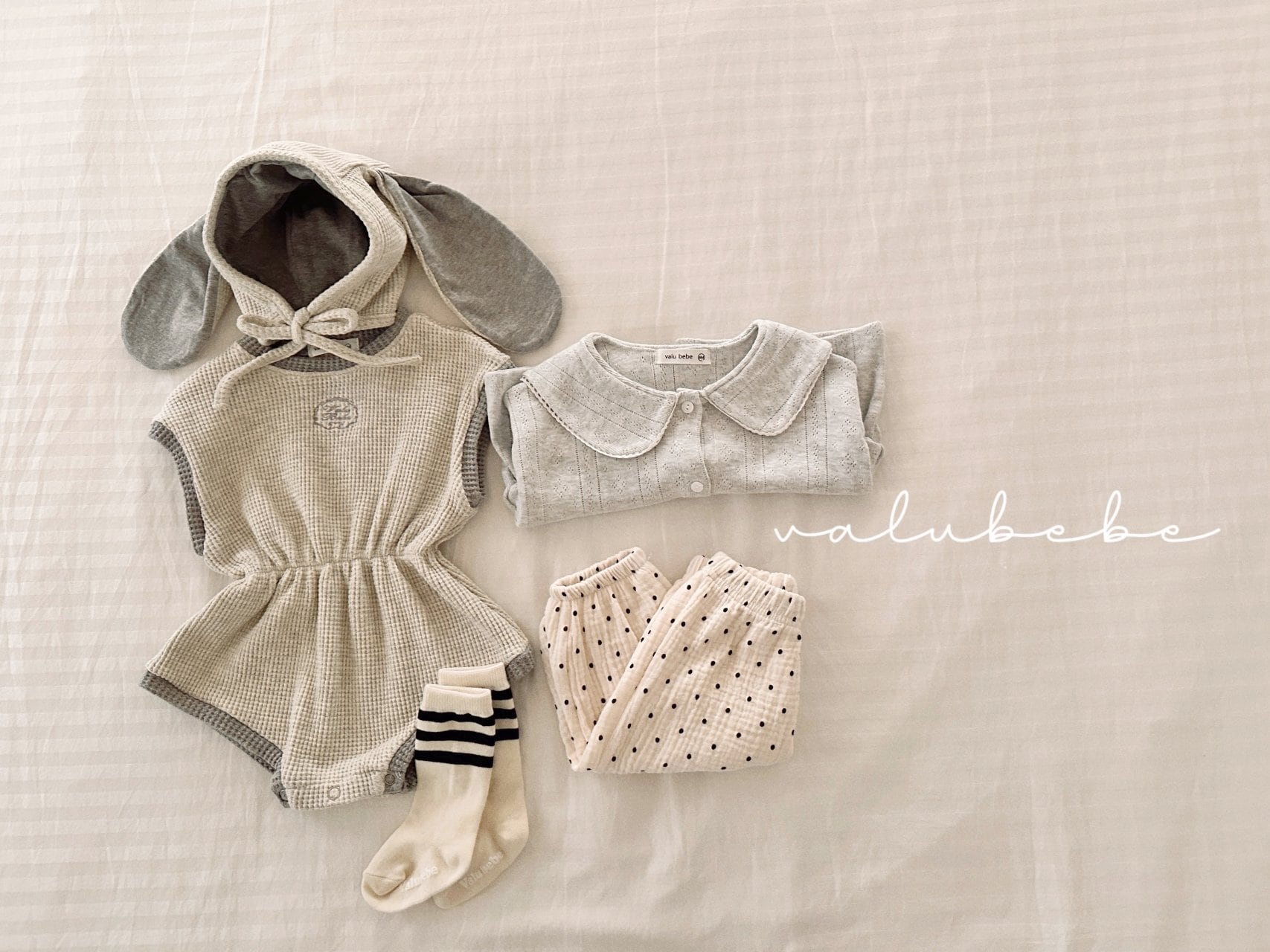 【即納/18M】クロッフル配色ロンパース/ valubebe