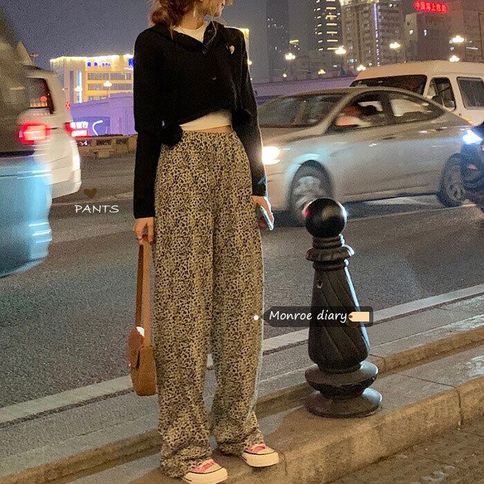 レオパードプリント柄パンツ カジュアルオータムウィンタールーズ 秋物 冬物 モンロー99024000426