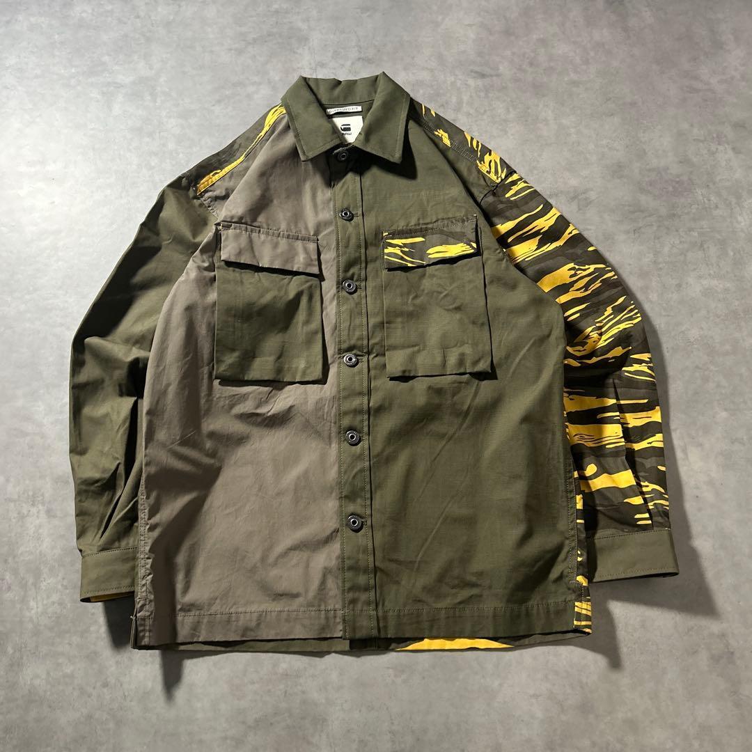 G-STAR RAW ミリタリー 切り替え カバーオール シャツ ジャケット