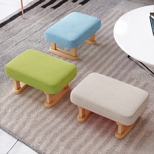 小さいスツール 高さ18cm 千鳥柄 抹茶グリーン 緑 無垢材 スツール 家庭用 玄関椅子 靴用スツール コーヒーテーブル用スツール 大人用 子供用 小さなスツール リビングルーム用 ドア用スツール