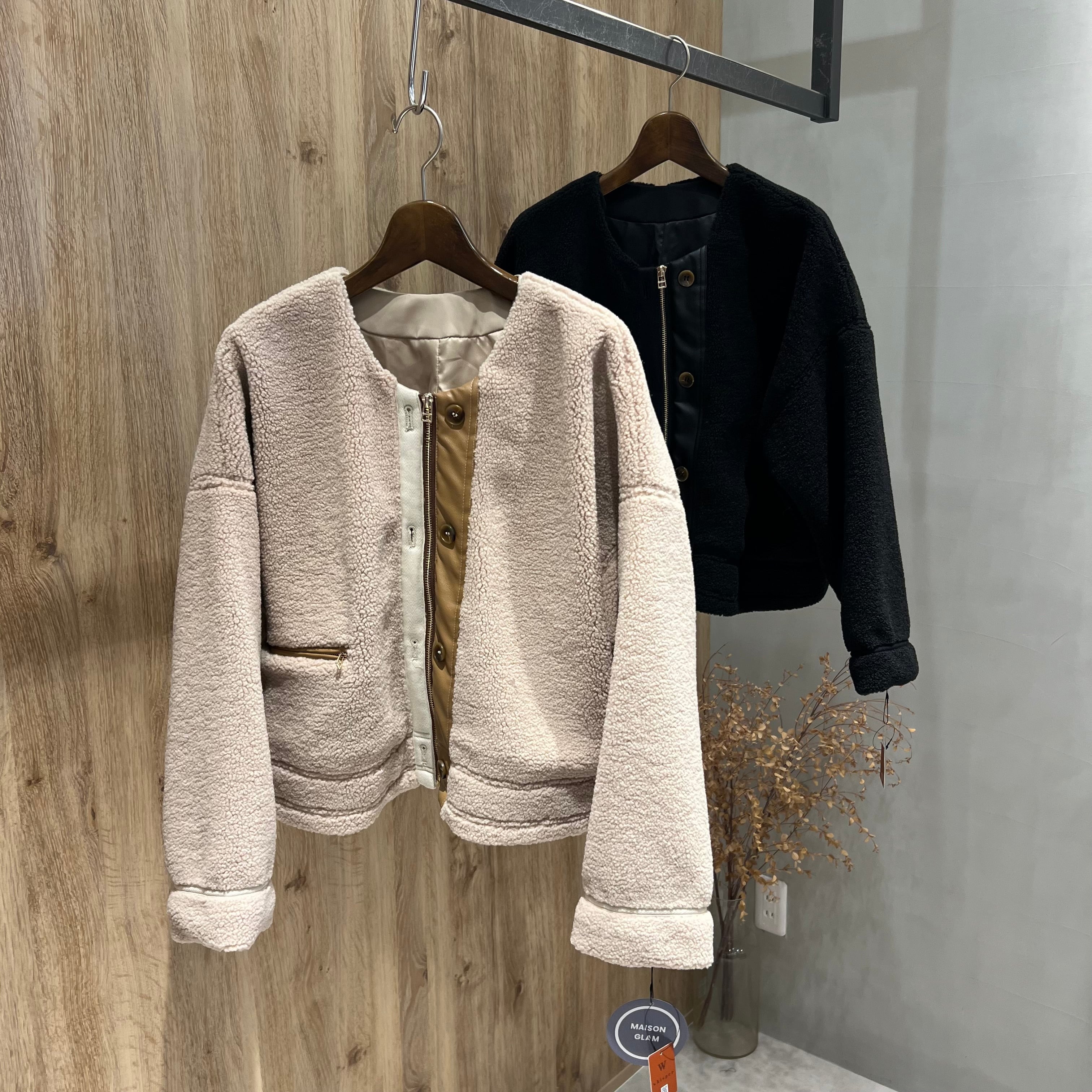 MAISON GLAM 【2026AW】ボアショートブルゾン(N) | whispermusee