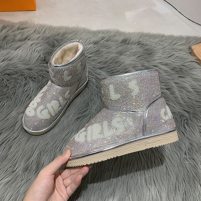 ブーツレディースレッドラインストーンベルベットカジュアル 靴 シューズ コットン フェイクシューズ61814325698