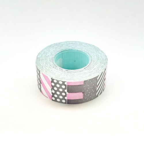 Sublo × 水縞 ラベラーロールシール  ピンク×グレー