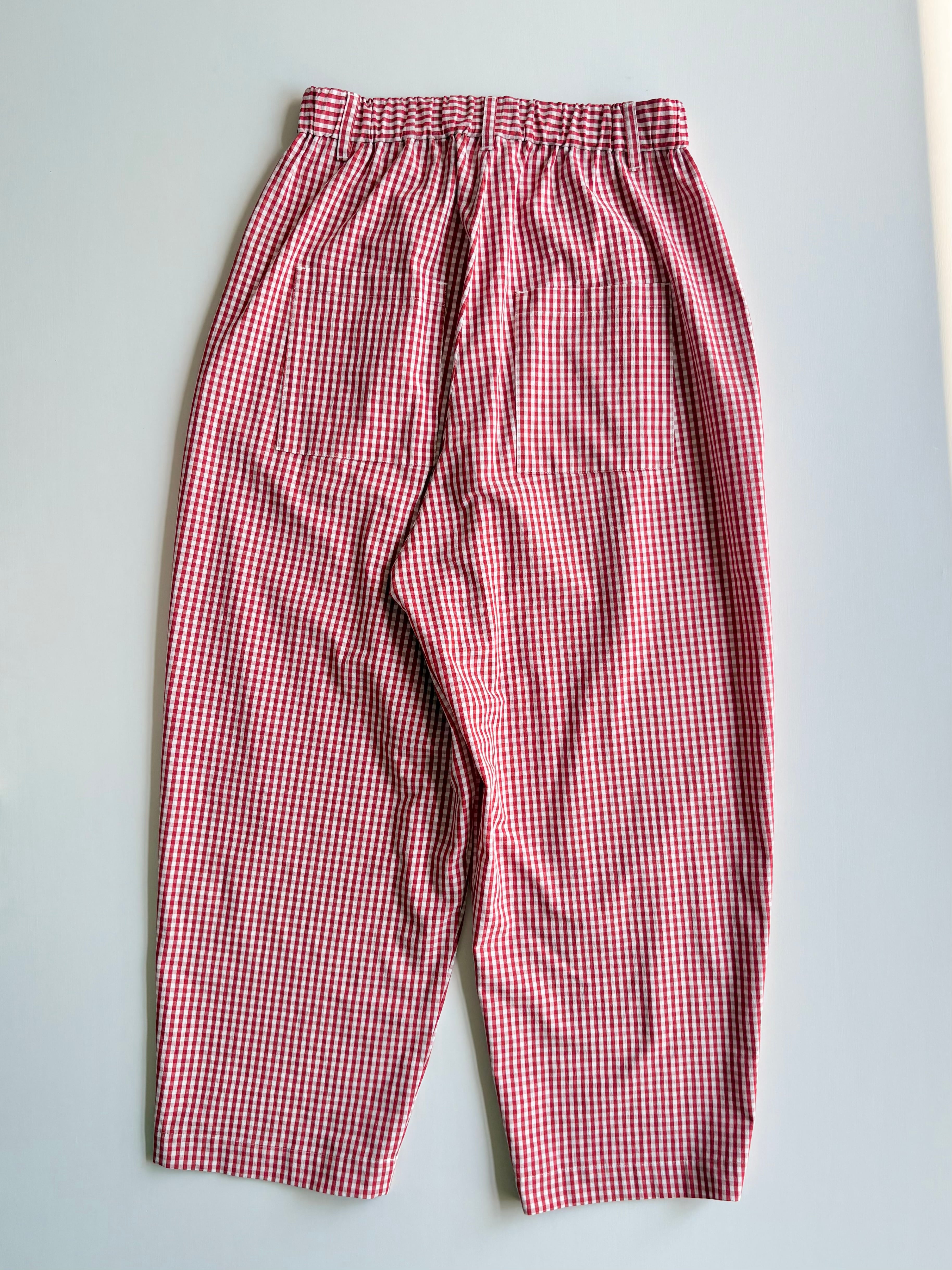 今期アトリエナルセ　ギンガムチェック タックパンツ atelier naruse】cotton tuck pants ~ gingham check ~ ［na-f05115_B