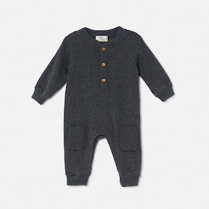 my little cozmo/Soft knit baby jumpsuit/Dark Grey/GILBERT237