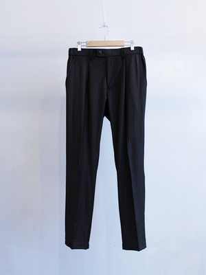 Garage.U.W WOOL PIN STRIPE SHIRRING TROUSERS BLACK