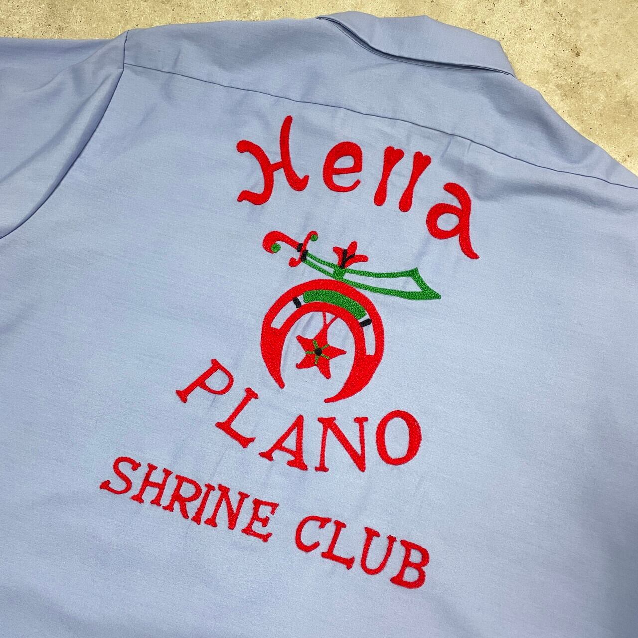 USA製 SHRINE CLUB チェーンステッチ 刺繍 ワークシャツ メンズXL相当 