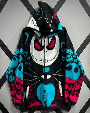 【X VINTAGE】 “The Nightmare Before Christmas” Loose Zip Up Knit Hoodie