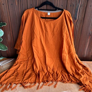 レーヨンフリンジポンチョ