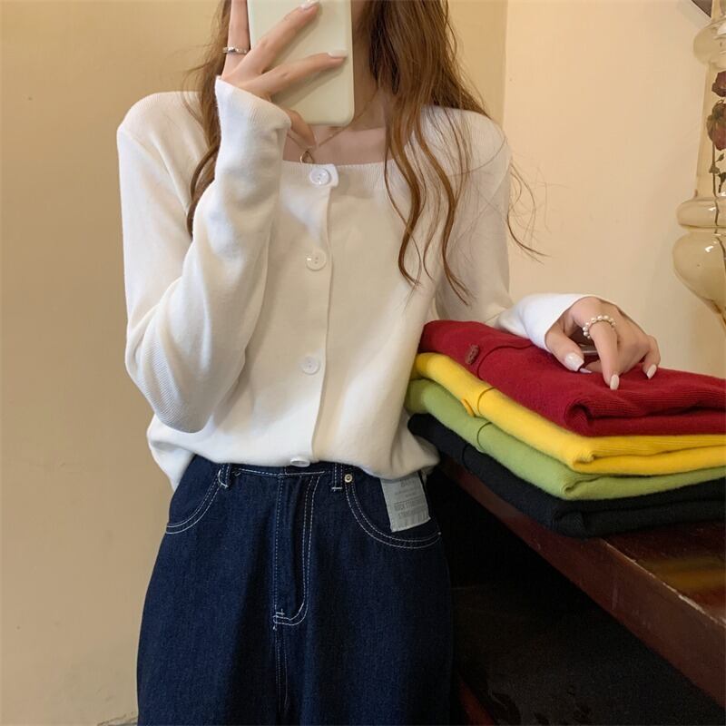 ニットカーディガンスプリングオータムルーズスタイルシャツ ジャケット コート ロング 春物 秋物 1号婦人27142000288