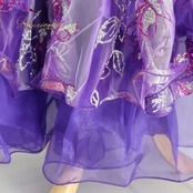 社交ダンス 衣装 un×ll アンツー ドレス ワンピース パープル系 花 花柄 ラメ 華やか 紫 鮮やか 上品 かわいい レディースゴージャス ダンス衣装 イベント ステージ パーティー 煌びやか おしゃれ レース 透け感シルバー系