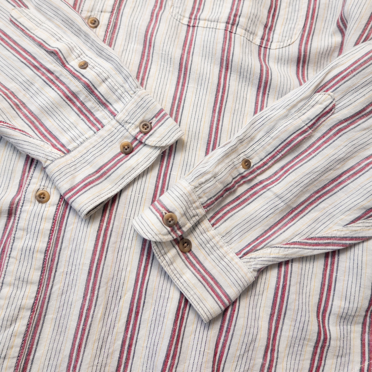 Eddie Bauer Cotton Linen Band Collar Shirt