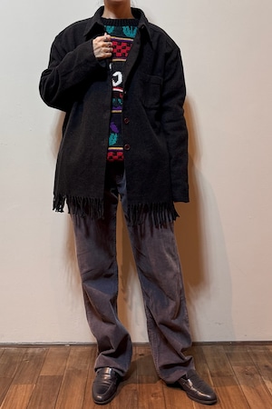 GINA LAURA フリンジウールシャツジャケット