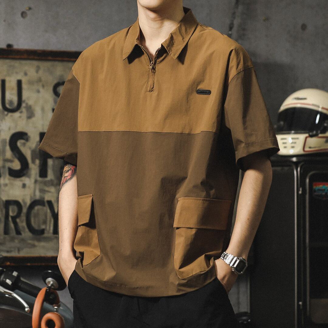 ice silk short-sleeved color-blocked polo shirt(GV461)