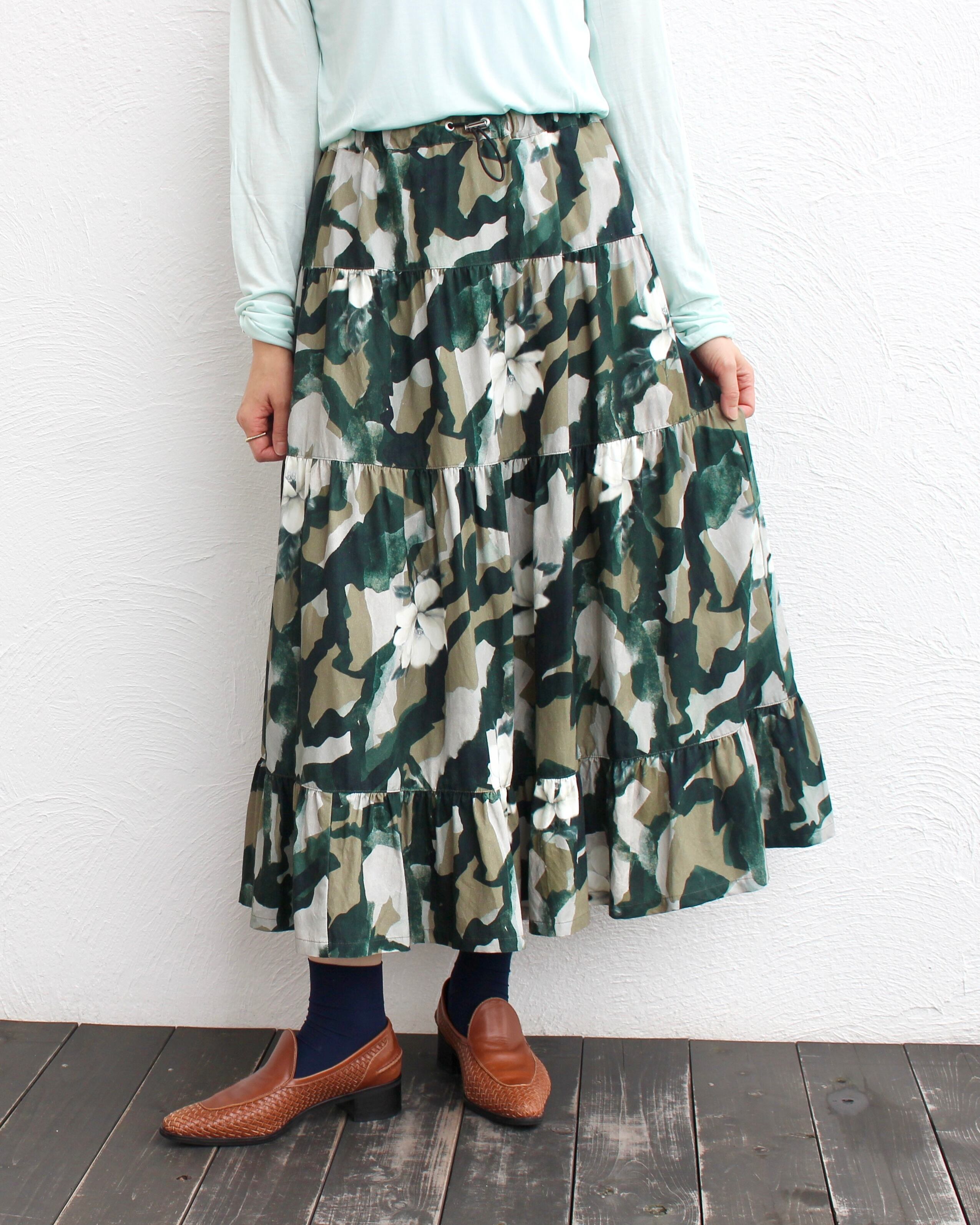 KEIHayamaPLUS/camouflage print skirt