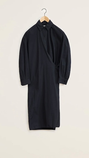 LEMAIRE -Straight Collar Twisted Dress(LIGHT (GARMENT DYED COTTON)-: DARK NAVY