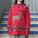 USA VINTAGE Eddie Bouer Knitted By Hand REINDEER DESIGN OVER KNIT/アメリカ古着エディバウアートナカイデザインハンドニット
