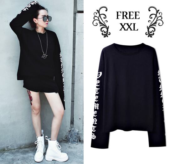大きいサイズ有 Xxl フリーサイズ 腕ロゴ ロンｔ トレーナー 長袖 半袖 トップス レディース カジュアル 個性的 原宿系ファッション 韓国ファッション 3l 2xl Tb 216 毒いちご 韓国ファッション