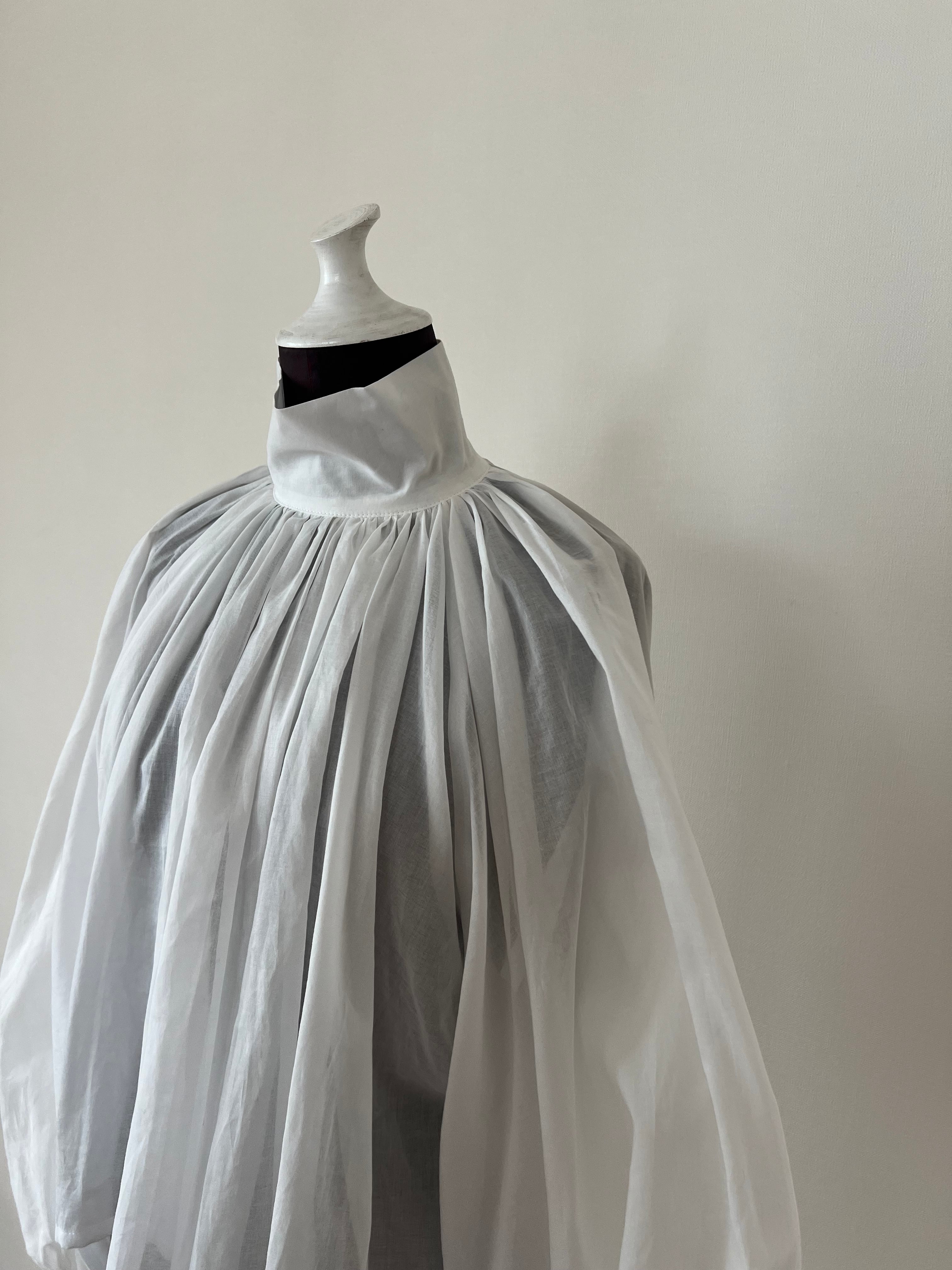 Bouffant sleeve blouse バッファンスリーブブラウス/コットンホワイト  