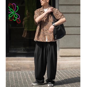 Pleated wide tapered pants 1467