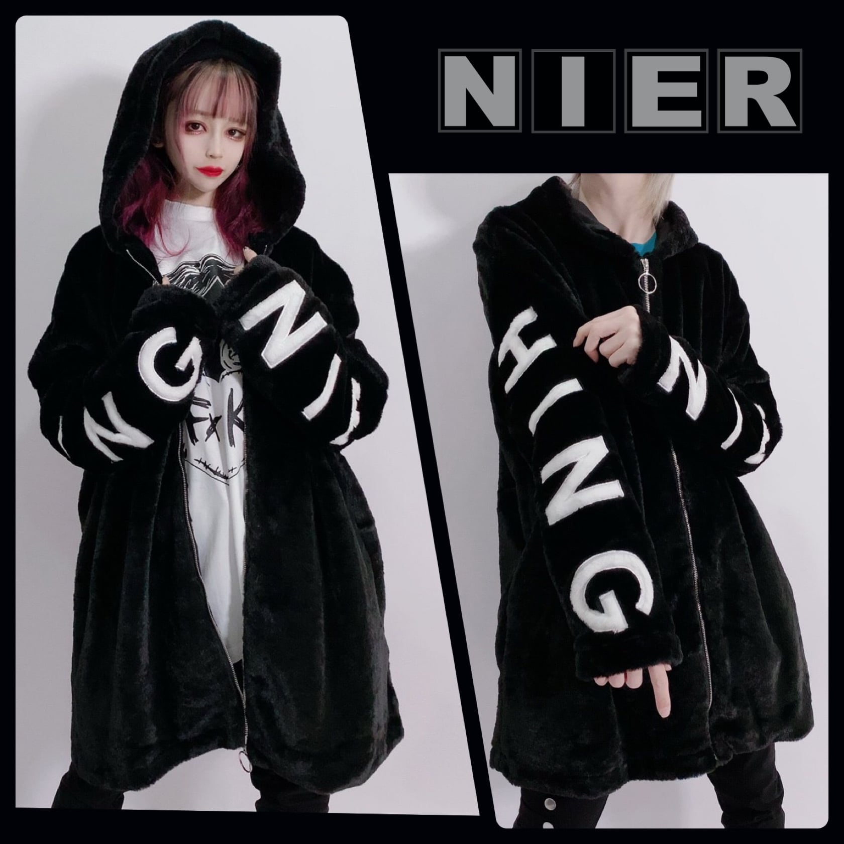 超ふわもこZIP OUTER【BLACK×WHITE】 | NIER CLOTHING