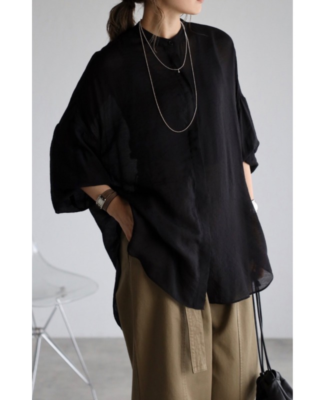 袖ゴムカフスシアーシャツ