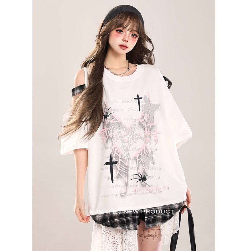 Tシャツ オフショル パンク｜天使と悪魔 | サブカル系地雷通販 天使と