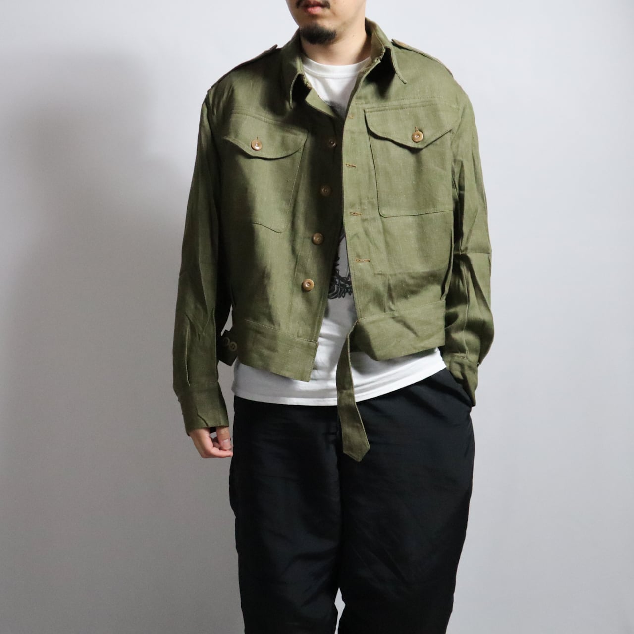 【DEADSTOCK】BRITISH ARMY GREEN DENIM BATTLE DRESS