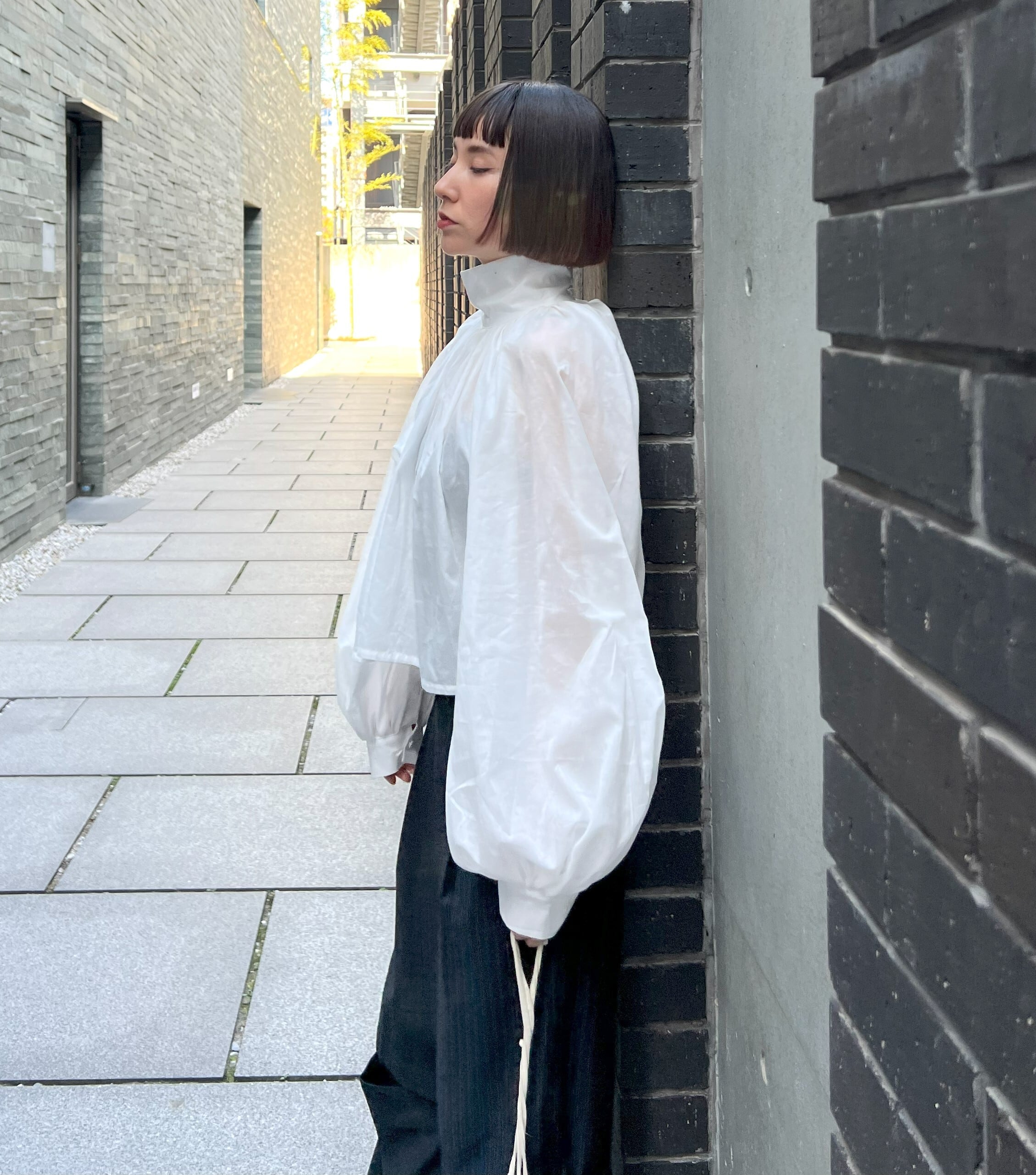 Bouffant sleeve blouse バッファンスリーブブラウス/コットンホワイト  