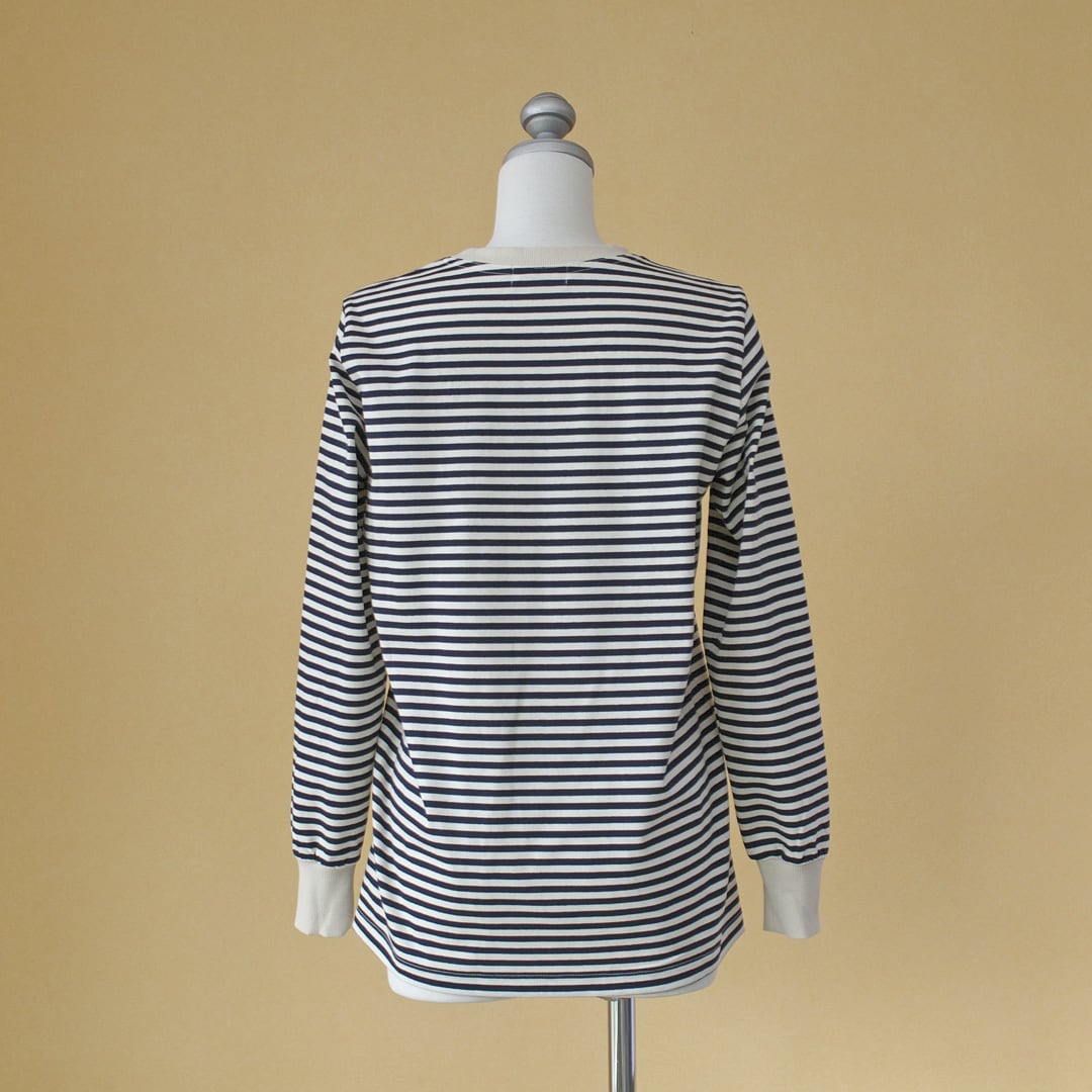 atelier naruse アトリエナルセ コットンボーダーカットソー・ベージュxネイビー