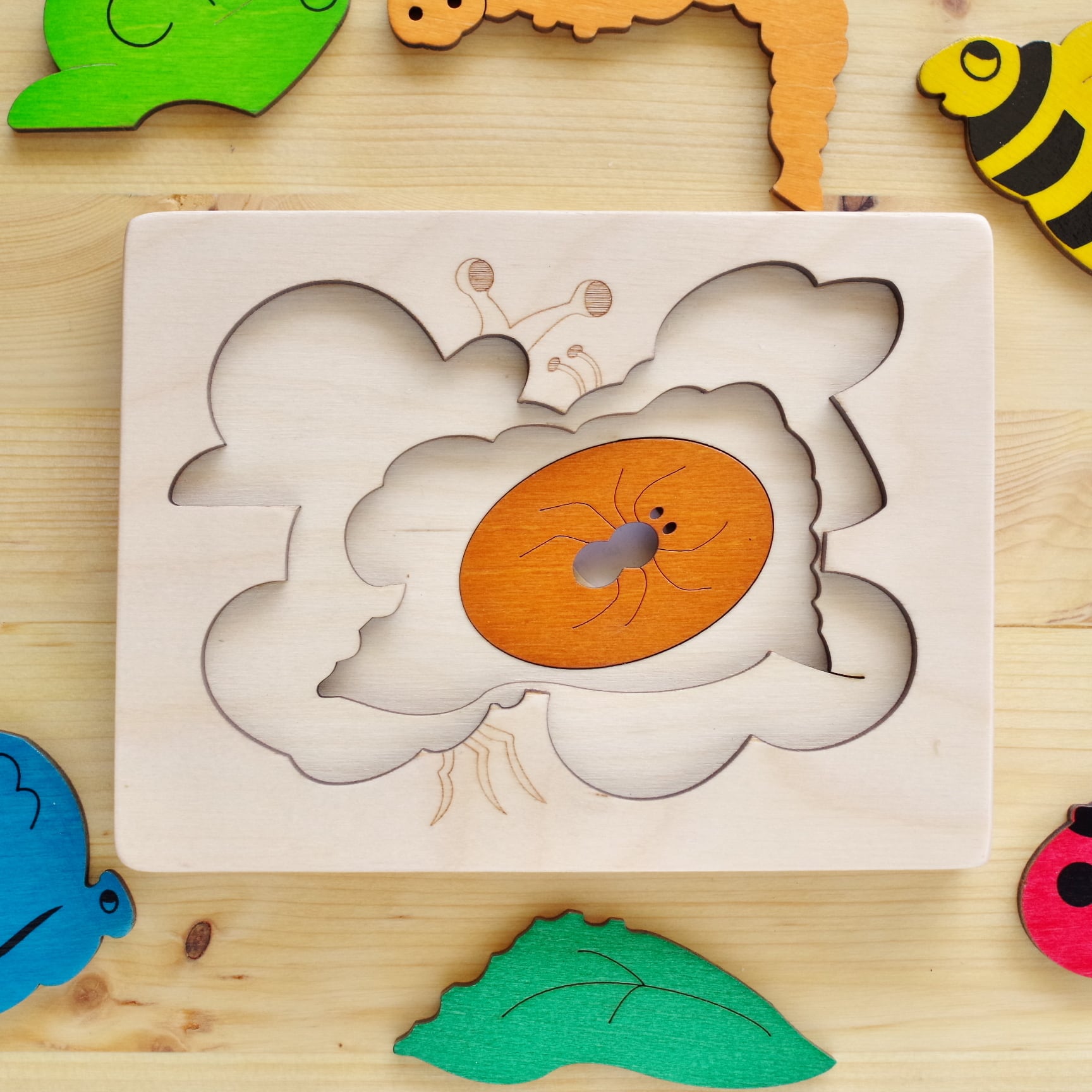 ジョージラック 3重パズル かたつむりと友達 | 木のおもちゃ専門店