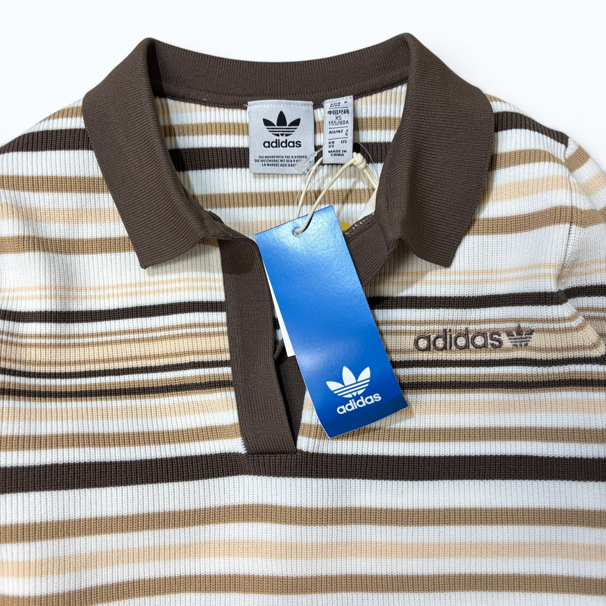 adidas Originals】アディダスオリジナルス ボーダー リブニット ポロ