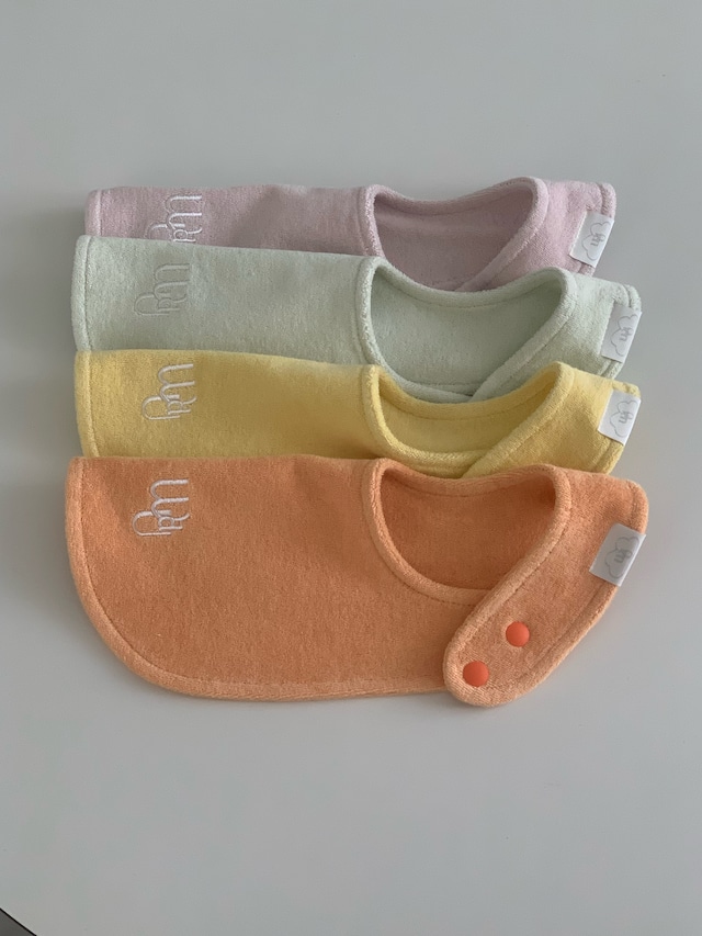 即納【2枚セット】Would.U 「cloud terry bibs」(coralorange+cloudmint)