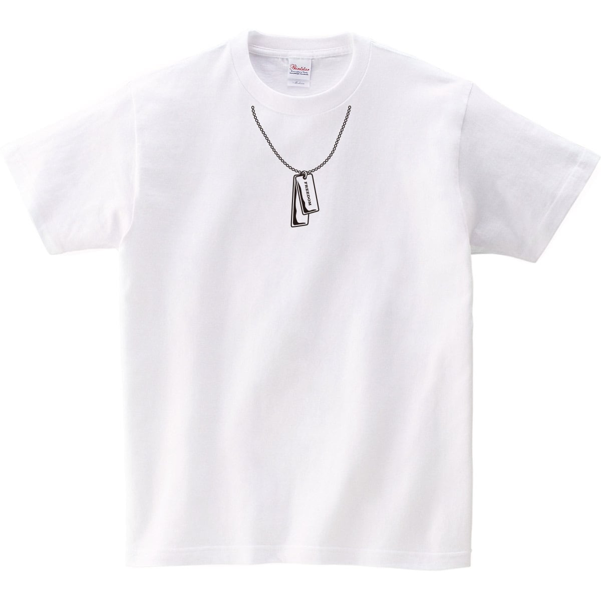 プレート柄チェーンネックレス Tシャツ OS10 だまし絵 おもしろTシャツ ネックレス風 シュール