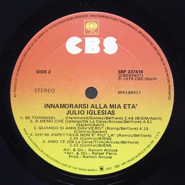 Julio Iglesias / Innamorarsi Alla Mia Eta [SBP 237418] - 画像4