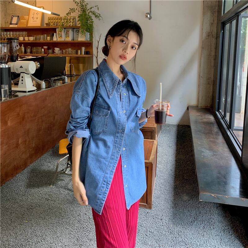 スタイルシャツ オータムルーズトップス ロング かわいい 秋物 モンロー95437538071