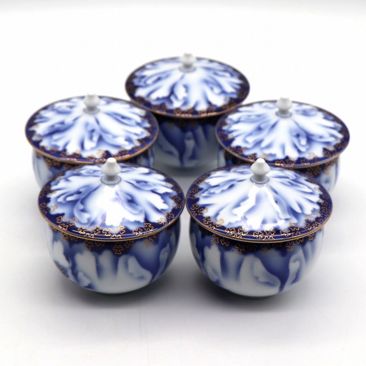 有田焼・深川製磁・蓋付き湯呑み・5客・No.210410-022・梱包サイズ80 