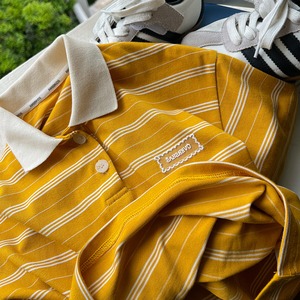 夏みかん色ボーダーpoloＴシャツ